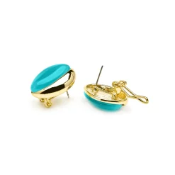 Pendientes acabado oro amarillo de 18k y Ojo de Gato Verde - Xorai