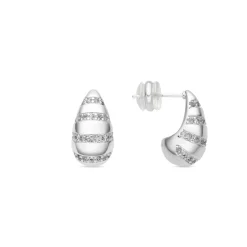 Pendientes acabado plata y Circonita Brillante - Imaspa