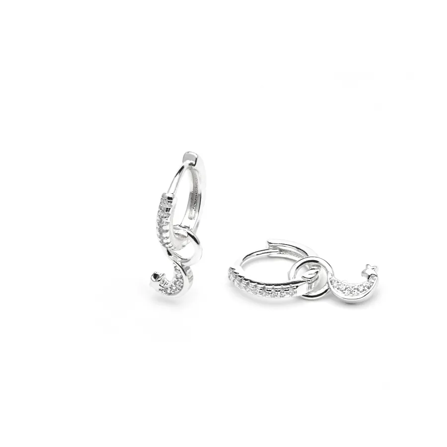 Pendientes acabado plata y Circonita Brillante - Lingma