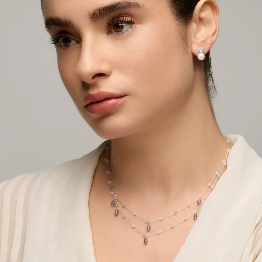 Pendientes acabado plata y Perla Blanca - Zioka