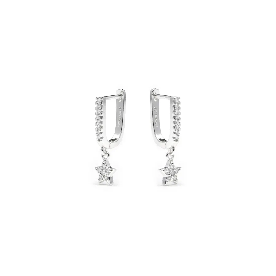 Pendientes acabado plata y Circonita Brillante - Sasai
