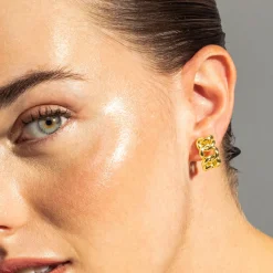 Pendientes acabados en oro amarillo 18K - Dabbahu