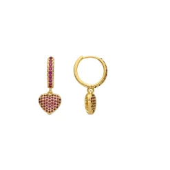 Pendientes con Circonita Rubí acabado oro 18k - Korisen