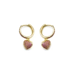 Pendientes con Circonita Rubí acabado oro 18k - Korisen