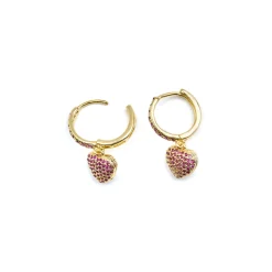 Pendientes con Circonita Rubí acabado oro 18k - Korisen