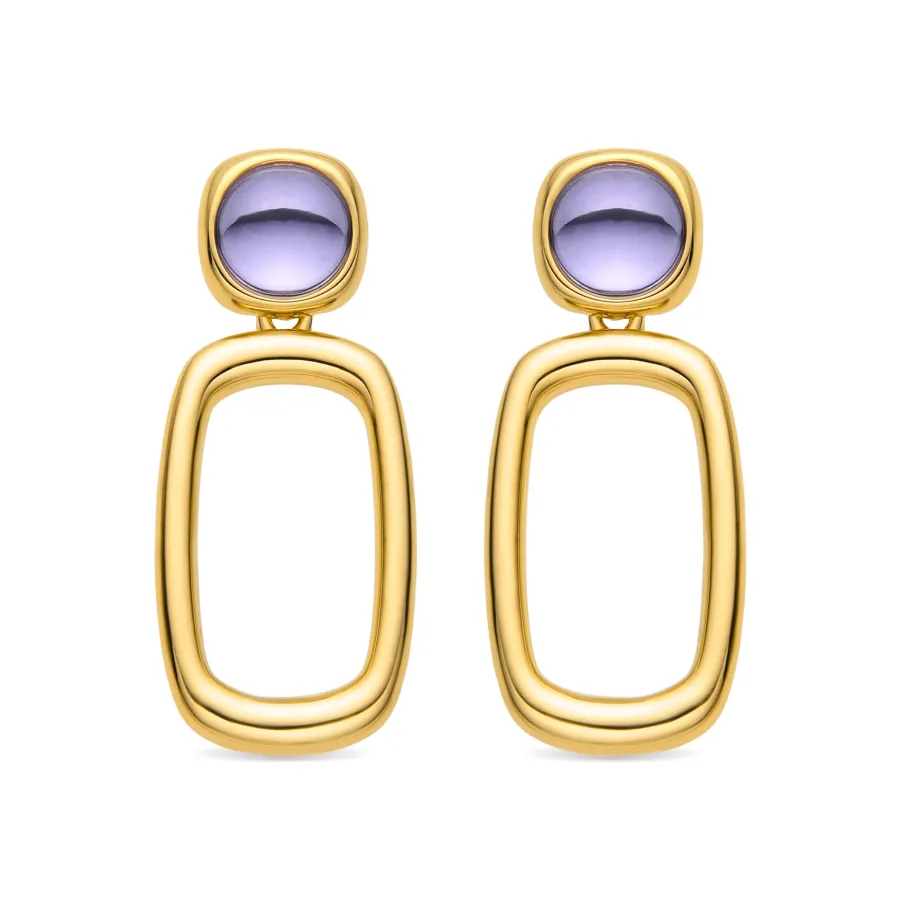 Pendientes con Cristal Morado acabado oro 18k - Orzur