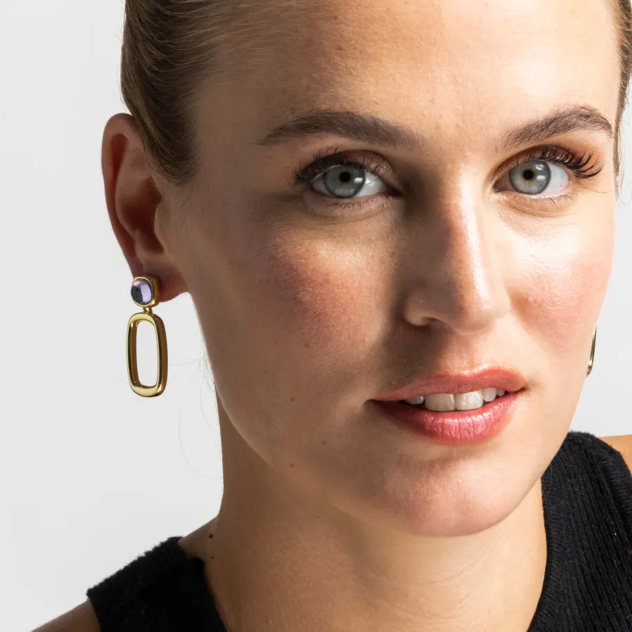 Pendientes con Cristal Morado acabado oro 18k - Orzur