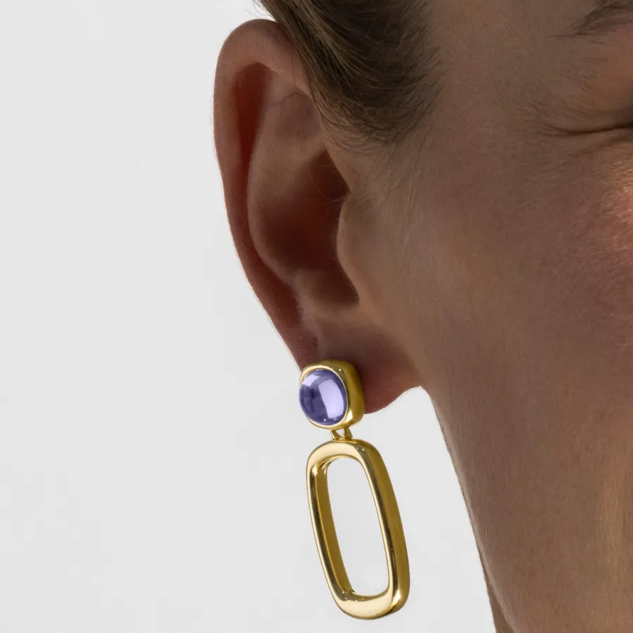 Pendientes con Cristal Morado acabado oro 18k - Orzur