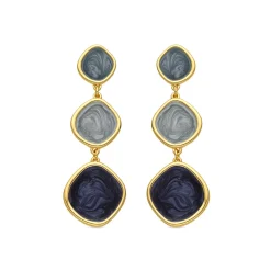 Pendientes con Lacado Azul acabado oro 18k - Belgul
