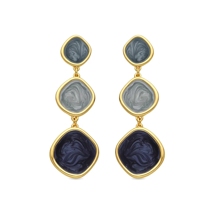 Pendientes con Lacado Azul acabado oro 18k - Belgul