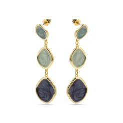 Pendientes con Lacado Azul acabado oro 18k - Belgul