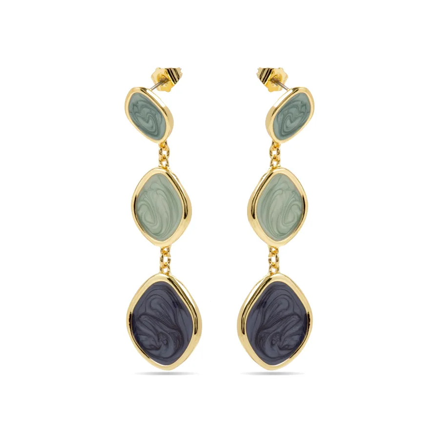 Pendientes con Lacado Azul acabado oro 18k - Belgul