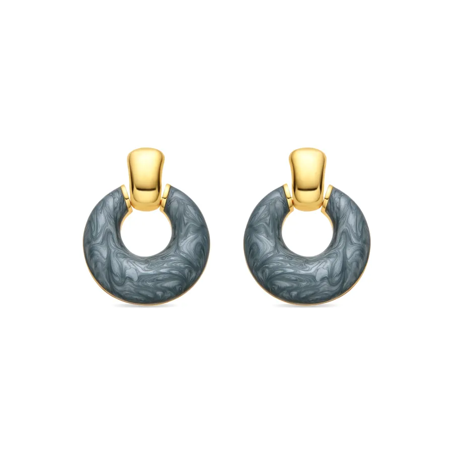 Pendientes con Lacado Azul acabado oro 18k - Fores