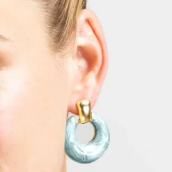 Pendientes con Lacado Azul acabado oro 18k - Fores