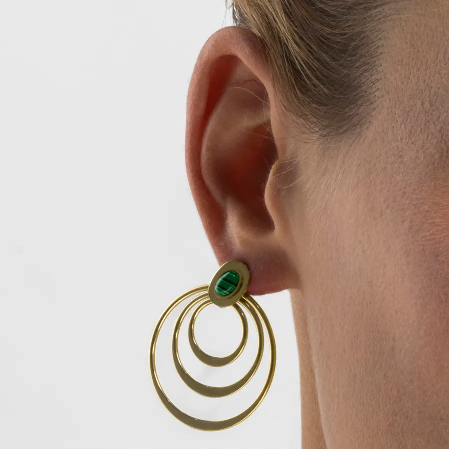 Pendientes con Malaquita acabado oro 18k - Hask