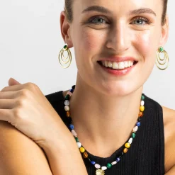 Pendientes con Malaquita acabado oro 18k - Hask