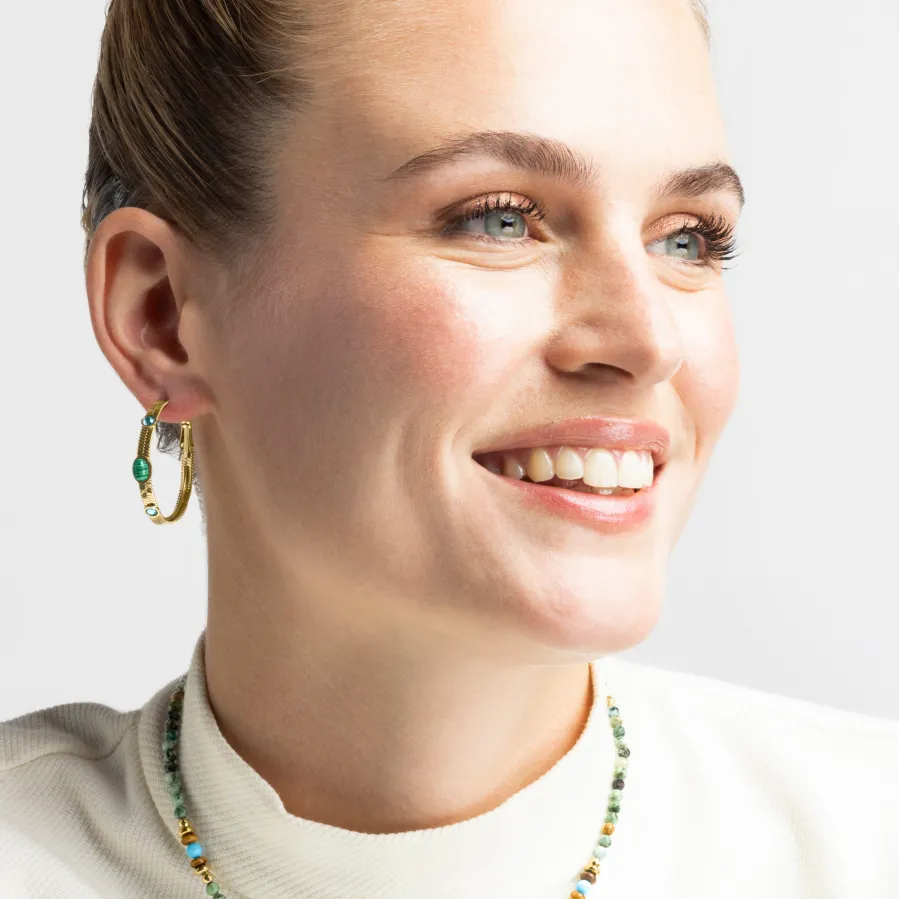 Pendientes con Malaquita acabado oro 18k - Reus