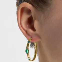 Pendientes con Malaquita acabado oro 18k - Reus