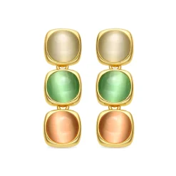 Pendientes con Ojo de Gato Multicolor acabado oro 18k - Shureo