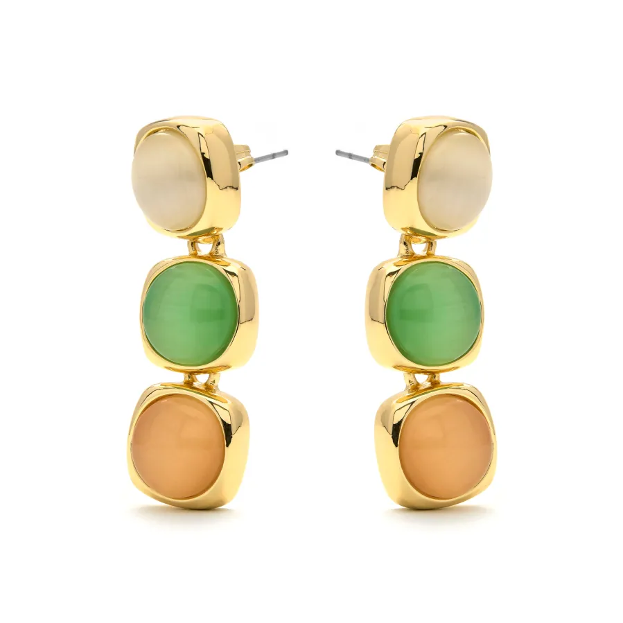 Pendientes con Ojo de Gato Multicolor acabado oro 18k - Shureo