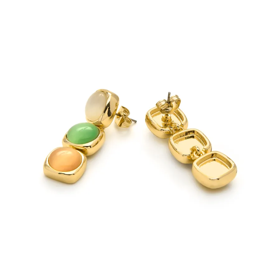 Pendientes con Ojo de Gato Multicolor acabado oro 18k - Shureo