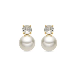 Pendientes con Perla Blanca acabado oro 18k - Pacezu