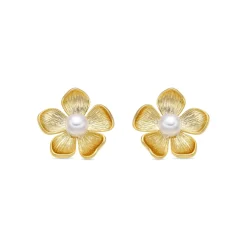 Pendientes con Perla Blanca acabado oro 18k - Miclaw