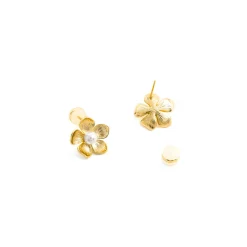 Pendientes con Perla Blanca acabado oro 18k - Miclaw