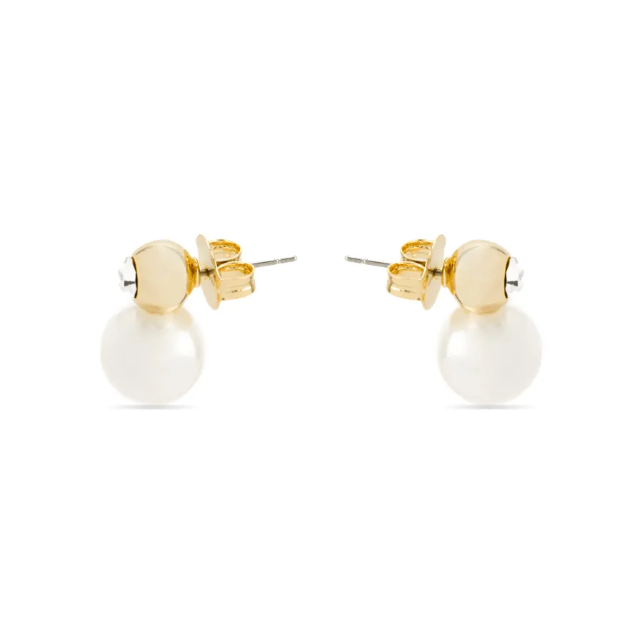 Pendientes con Perla Blanca acabado oro 18k - Asny