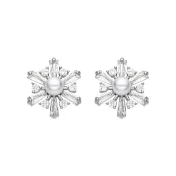 Pendientes con Perla Blanca acabado plata - Leth