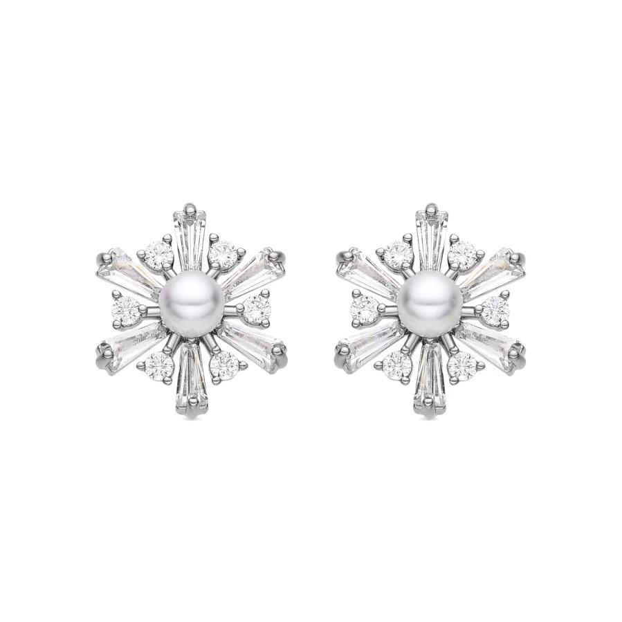 Pendientes con Perla Blanca acabado plata - Leth