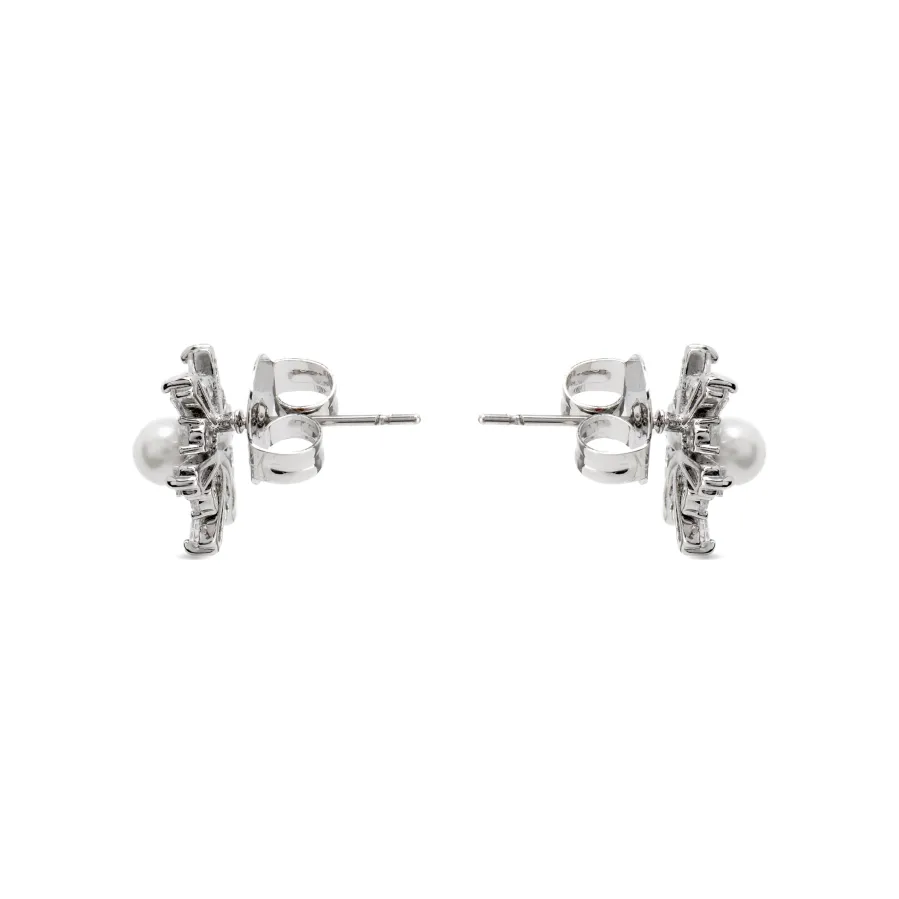 Pendientes con Perla Blanca acabado plata - Leth
