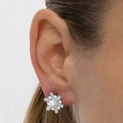 Pendientes con Perla Blanca acabado plata - Leth