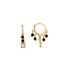 Pendientes de Agata Negra acabados en oro amarillo 18K - Ordzun