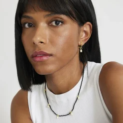 Pendientes de Agata Negra acabados en oro amarillo 18K - Ordzun