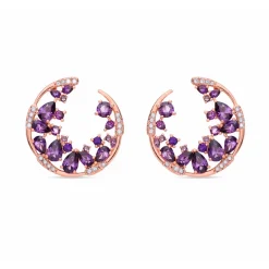 Pendientes de Circonita Amatista acabado en oro rosa de 18k - Sabach