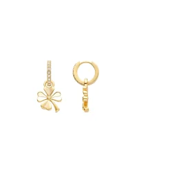 Pendientes de Circonita Brillante acabados en oro amarillo 18K - Flor