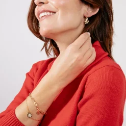 Pendientes de Circonita Brillante acabados en oro amarillo 18K - Flor
