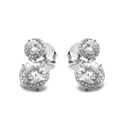 Pendientes de Circonita Brillante acabados en rodio - Kium
