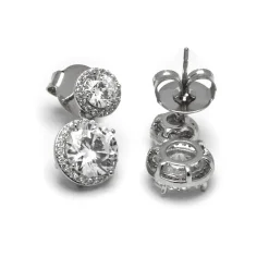Pendientes de Circonita Brillante acabados en rodio - Kium