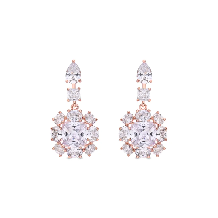 Pendientes de Circonita Brillante acabado en oro rosa de 18k - Iwo