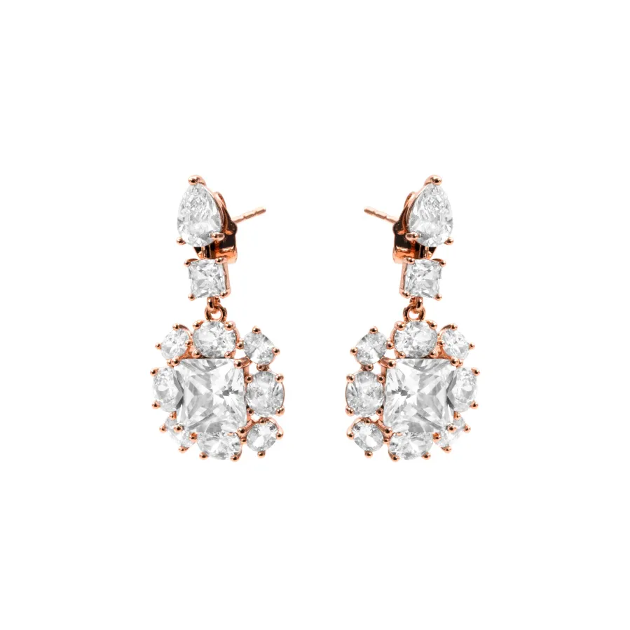 Pendientes de Circonita Brillante acabado en oro rosa de 18k - Iwo