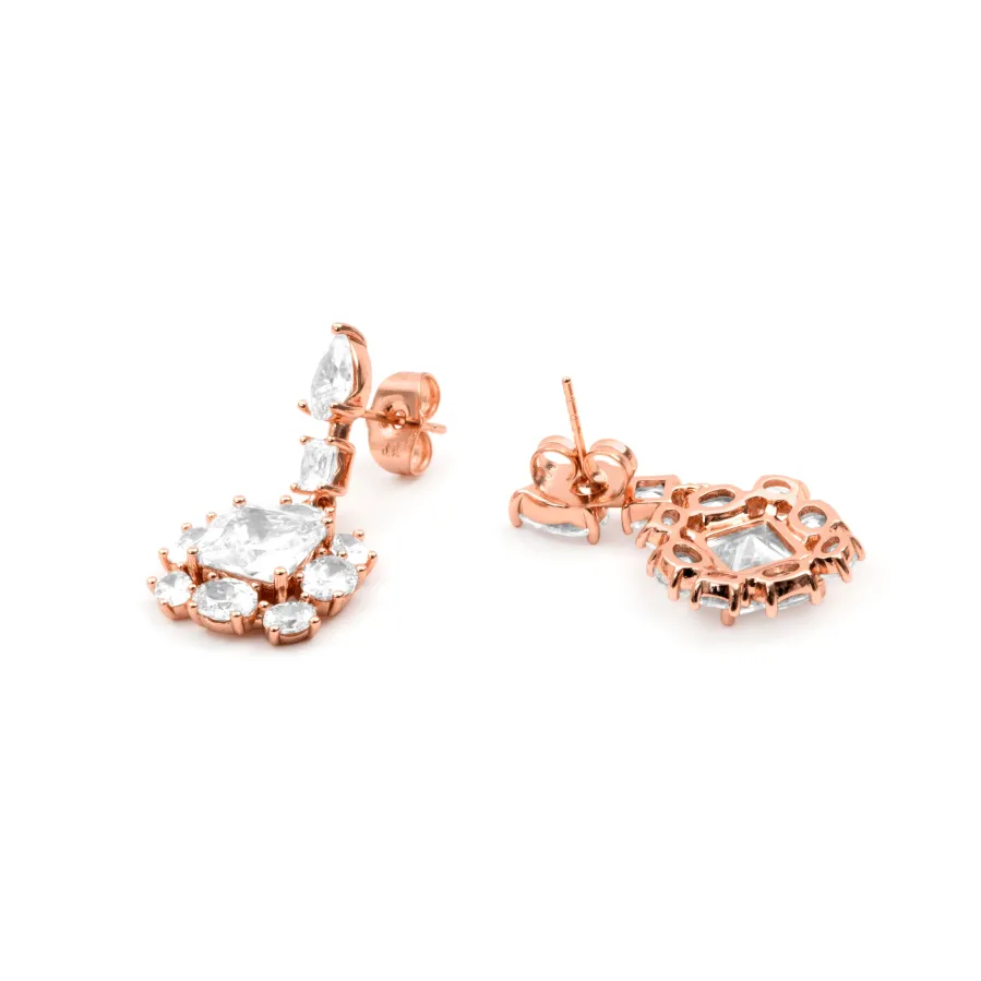 Pendientes de Circonita Brillante acabado en oro rosa de 18k - Iwo