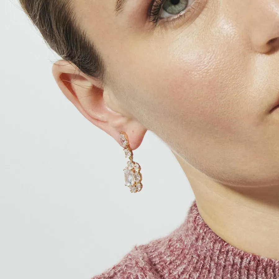 Pendientes de Circonita Brillante acabado en oro rosa de 18k - Iwo