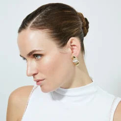 Pendientes de Circonita Brillante acabado en oro amarillo de 18k - Atlin