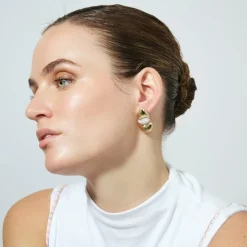 Pendientes de Circonita Brillante acabado en oro amarillo de 18k - Atlin