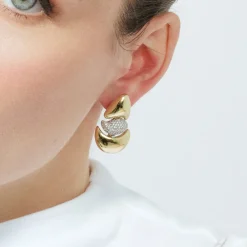 Pendientes de Circonita Brillante acabado en oro amarillo de 18k - Atlin