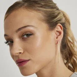 Pendientes de Circonita Brillante acabados en oro amarillo 18K - Dinne
