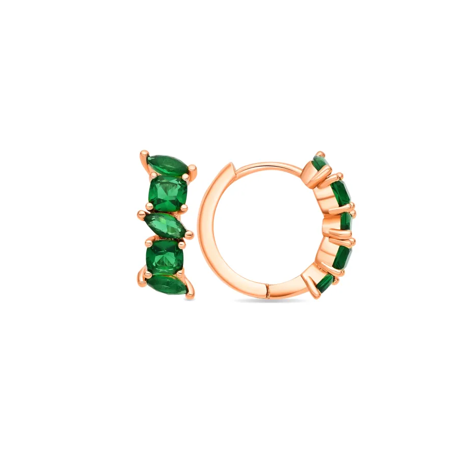 Pendientes de Circonita Esmeralda acabado en oro amarillo de 18k - Arose