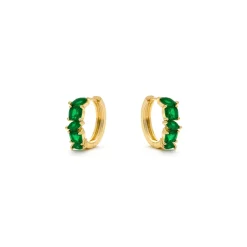Pendientes de Circonita Esmeralda acabado en oro amarillo de 18k - Arose